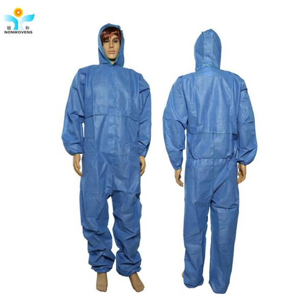 Sms Disposable Protective Wear Coverall With Knitted Elastic Cuffs And Zipper