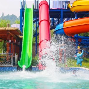 China Outdoor swimming pool Water Park Fiberglass Sled Cannon Barrel Slide Customized Height With Installation Detailed Drawings Attached on sale