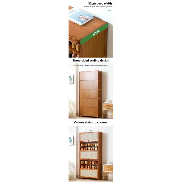 Customized Slim Bamboo Wooden Shoe Cubby Storage Cabinet