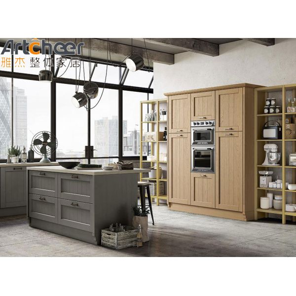 Modern Design Solid Wood Kitchen Cabinet with Customized Size and Modular Kitchen Cupboard