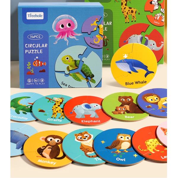 Children Puzzle Board Game Wooden Pair Animal Matching Puzzle Interactive Focus Logic Training Toy Educations Toys for Kids