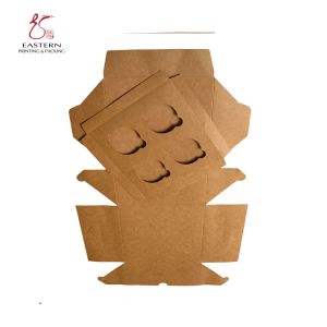 Folding 350gsm 4 Cupcake Paper Box , Kraft Paper Cupcake Boxes 8*8*4 Inch