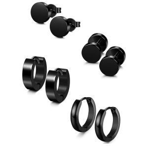 Wholesale Unisex Black Color Stainless Steel Piercing Earring For Women Men Punk Gothic Barbell Earring from china suppliers
