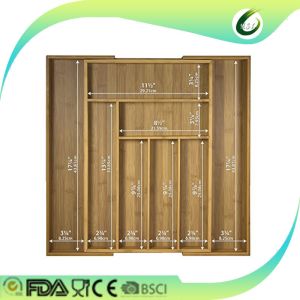 Stackable Bamboo Utensil Drawer Organizer , Adjustable Cutlery Drawer Inserts