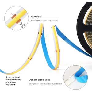 12V 24V Warm Cold White Color High CRI Density 8mm Flexible LED COB Strip Light