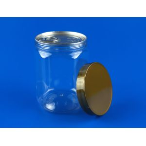 PET Plastic Food Storage Jars Cylinder Shape With Custom Color Cover 550Ml