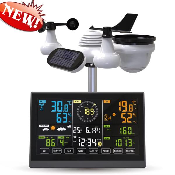 Latest Wifi Weather Station With 7 in 1 Wind Speed/ UVI /Light/ Rain /Barometric