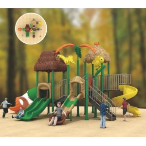 children's play equipment swings with tube slide and spiral slide