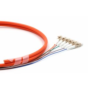 LC UPC 6 Cores PVC Bundle Fan Out Fiber Optic Cable Multimode OM1 Orange Jacket