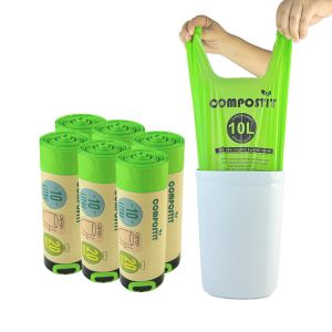 T Shirt Handle Compostable Garbage Bags Biodegradable Classic Paper Wrap Rolled