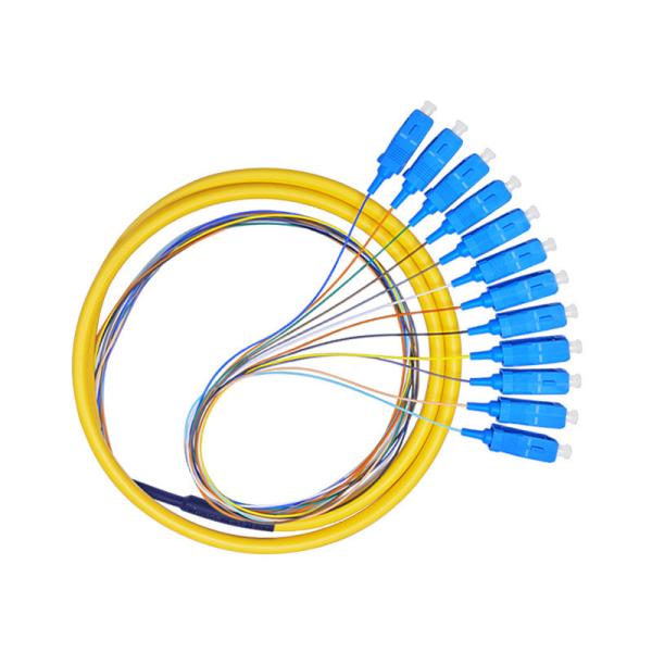 Quality SC Single-Mode 12-Core Fiber Optic Cable APC/UPC Bundled Pigtail G652D 1.2M Customized for sale