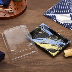 Wholesale Customized Size Logo Disposable PET Plastic Sushi Tray With Cover Takeaway Food Container from china suppliers