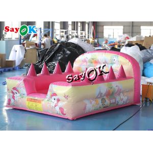 Unicorn Theme Backyard Inflatable Ball Pit Pool With Air Jugglers 2.4m 7ft Pink