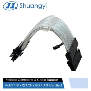 Wholesale ARGB 24Pin ATX Power Cable Connector Extension – White Sleeved Modular PSU / Motherboard Cable from china suppliers