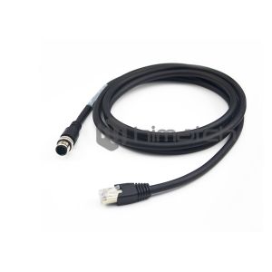 5M High Flexible Cat5e RJ45 to M12 Dcode Connector Industrial Ethernet Cable