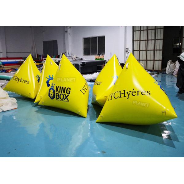 Triathlon Race 1.2m Yellow Triangle Inflatable Marker Buoy With Logo