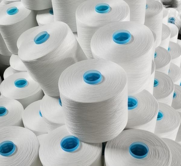 Raw white Spun Polyester Thread , Oeko Tex Compact Spun Yarn 80S/2