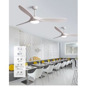 Wholesale factory 60" White Wood Blade Ceiling Fan With Light, Energy Efficient
