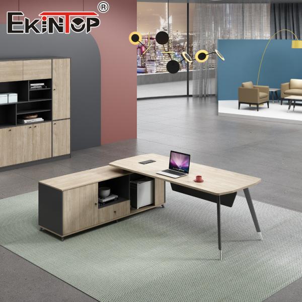 Walnut Office Desk in Modern Style Executive Desk with Drawers Extendable Function