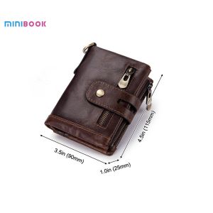 100% Genuine Leather Male Purses With Zip Coin Customize Logo Men Wallet And