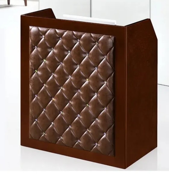 Wholesale New Design Luxury Black Office Wood Counter Diamond L Shape Office Small Front Counter Reception Desk