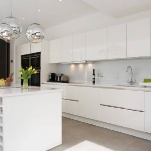 Buy cheap Good Praise Degree Glossy Wood Kitchen Pantry Cabinet with E1 Particleboard from wholesalers