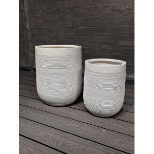 Wholesale Φ300*H400 Fiber Clay Planter Keep 5-6 Years Outdoor Life Texture Surface Weather-resistant and Long-lasting Design from china suppliers