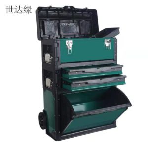 Red Color Wheel Trolley Tool Box With Three Drawers, Customized Cheap Price Tool