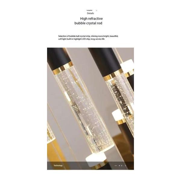 Beautiful Crystal Villa Rotating Staircase Pendant Light Modern Simple Hotel Living Room Duplex Chandelier Led Stair Light