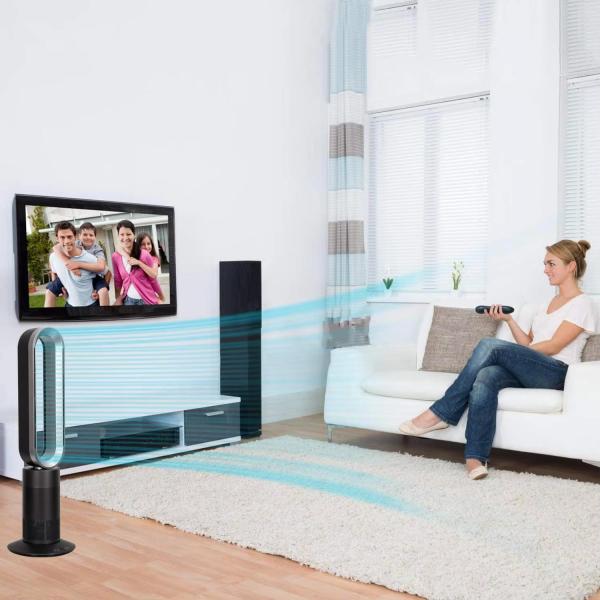 Bladeless Tower Fan with Swing Function and Adjustable Height 33*33*120cm Dimensions