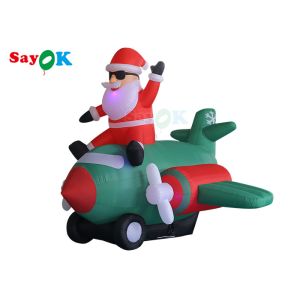 Oxford Cloth Inflatable Old Man LED Christmas Santa Claus Flying Airplane