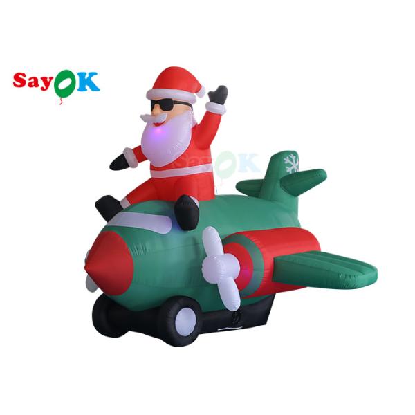 Oxford Cloth Inflatable Old Man LED Christmas Santa Claus Flying Airplane