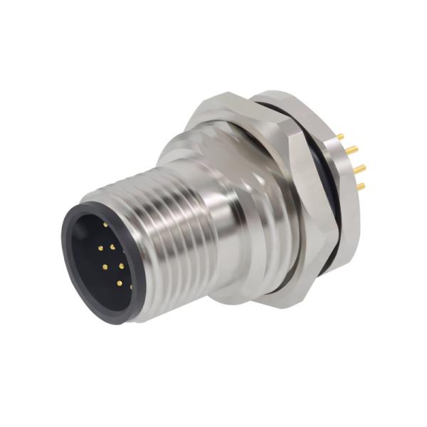 Quality 4 Pin Die Cast Screw A Code Male M12 Circular Connector Electrical Panel Front Mount PCB for sale