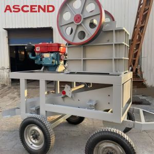 Mini scale PE150x250 PE250x300 mobile jaw crusher with trailer and wheels for