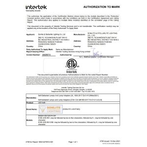Sonlite Lighting Co., Ltd. Certifications