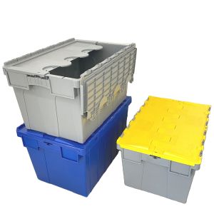 China Single Tier  23.6x15.7x12.4 Inch Nest Blue Plastic Milk Crate Easy Stacking Moving on sale