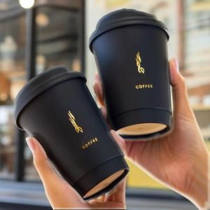 Customize Logo Disposable Biodegradable Coffee Paper Cup Double Ripple Wall