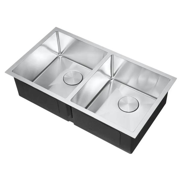 High Quality Under mount Rectangular Double Bowls Stainless Steel Sinks Kitchen