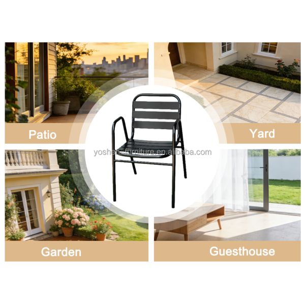 Stackable Gliding Contemporary Durable Eco-Friendly Waterproof Curved-Back Aluminum Commercial Hotel Outdoor Garden Chair
