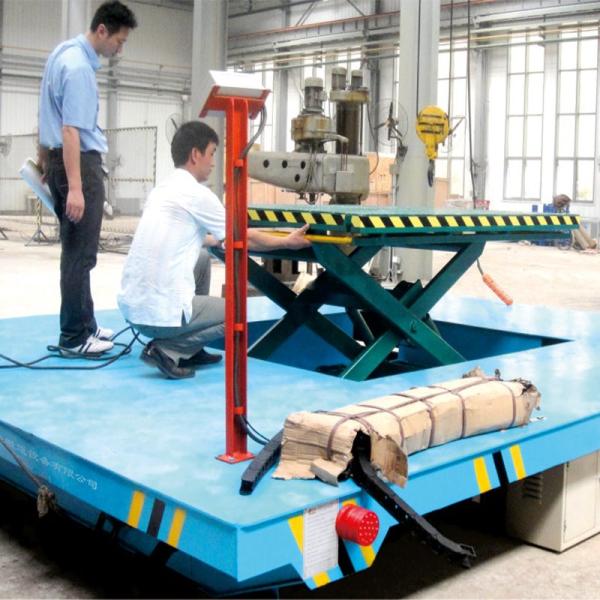 electrical trackless transfer cart with elevator for material handling