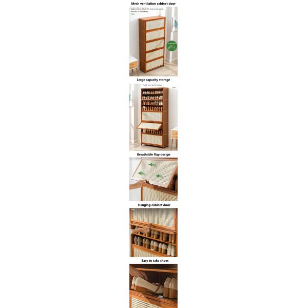 Customized Slim Bamboo Wooden Shoe Cubby Storage Cabinet