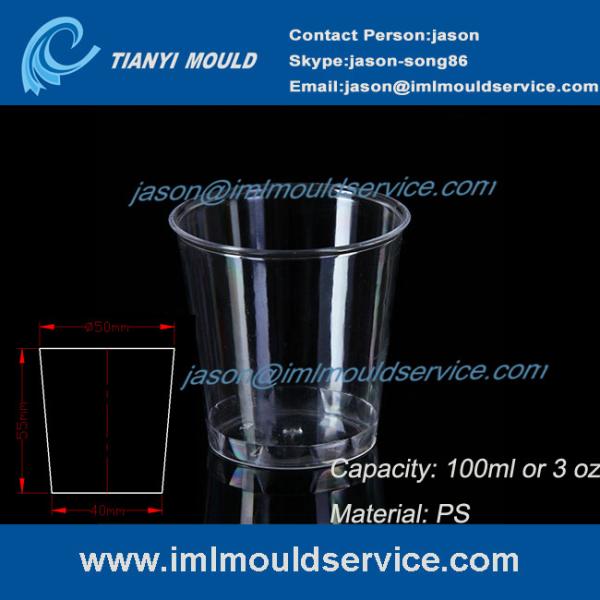 Quality clear 100ml thin wall PS plastic disposable drinking cups mould manufacturers and supplier for sale