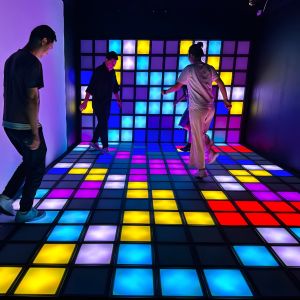 Interactive LED Grid Game Metal Floor Arena For Kids In Playhouse Trampoline
