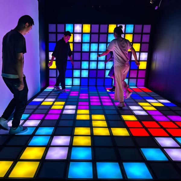 Interactive LED Grid Game Metal Floor Arena For Kids In Playhouse Trampoline