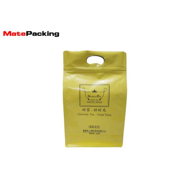 Quality Resealable Plastic Aluminum Foil Flat Bottom Pouch Bag For Tea With Handle for sale
