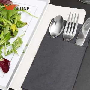 Pocketed Disposable paper Napkins Folded As Guest Towels For Christmas