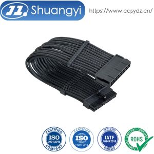 Wholesale Custom ATX 24 Pin PSU Power Connector Cable, Braided Sleeved Wire Harness for Gaming PC Motherboard, High Current Electrical Transmission, OEM Server from china suppliers