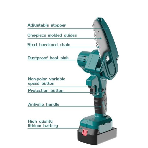 Portable Lithium Ion Chainsaw Rechargeable Woodworking Small Handheld Electric 4 Inch 6 Inch Felling Saw