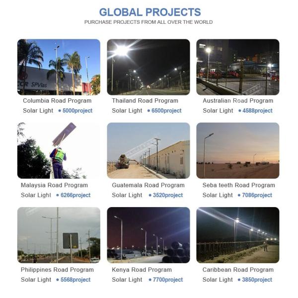 6000K IP65 Solar Powered LED Street Lights High Bright Die Cast Aluminum Waterproof