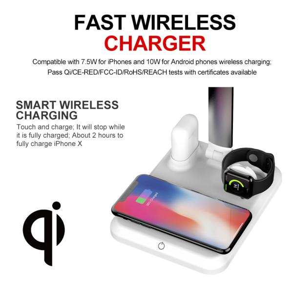 2020 Wholesale The Best New High Quality 4 in 1 LED Table Lamp Light Qi Wireless Fast Charger For iPhone Apple Watch Air